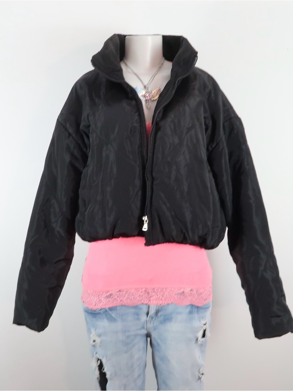 superdown Black Cropped Bomber Jacket